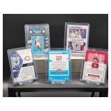 (4) Assorted NFL Jersey Cards & (1) NFL Auto Card