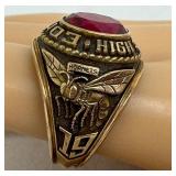 1972 Edina High School Hornets Class Ring 10K Gold - Size 8.5