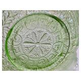 Vintage Jefferson Glass Co Green Glass Bowl with Many Loops Pattern