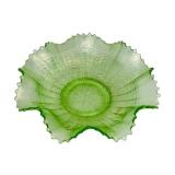 Vintage Jefferson Glass Co Green Glass Bowl with Many Loops Pattern