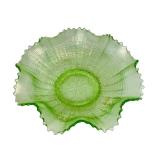 Vintage Jefferson Glass Co Green Glass Bowl with Many Loops Pattern