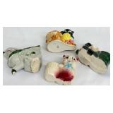 Collection of 5 Vintage Ceramic Animal Planters