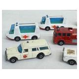 Set of 8 Vintage Matchbox Emergency Vehicles by Lesney