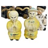 Set of 4 Asian-Inspired Vintage Ceramic Salt and Pepper Shaker Pairs