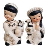Set of 4 Asian-Inspired Vintage Ceramic Salt and Pepper Shaker Pairs