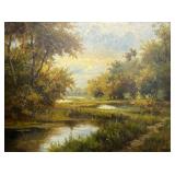 Large Framed Original Landscape Painting by Stepano
