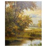 Large Framed Original Landscape Painting by Stepano