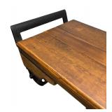 Vintage Grain Scale Coffee Table / Vintage Scale Cart Coffee Table with Cast Iron and Wood