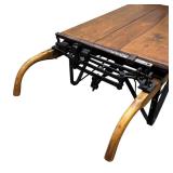 Vintage Grain Scale Coffee Table / Vintage Scale Cart Coffee Table with Cast Iron and Wood