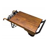 Vintage Grain Scale Coffee Table / Vintage Scale Cart Coffee Table with Cast Iron and Wood
