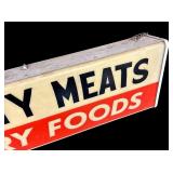 Vintage Light-Up Quality Meats Dairy Foods Sign