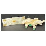 Marble Elephant Figurine and Lion Desk Pen Holder