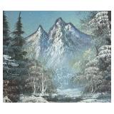 Framed Winter Mountain Landscape Print