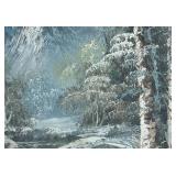 Framed Winter Mountain Landscape Print