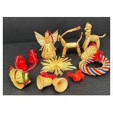Scandinavian Straw and Wood Christmas Ornaments Collection