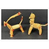 Scandinavian Straw and Wood Christmas Ornaments Collection