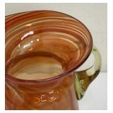 Petite Orange Swirled Blown Glass Pitcher