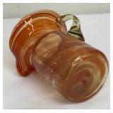 Petite Orange Swirled Blown Glass Pitcher