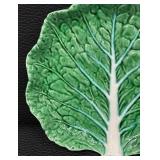Pair of Bordallo Pinheiro Majolica Cabbage Leaf Dishes