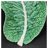 Pair of Bordallo Pinheiro Majolica Cabbage Leaf Dishes