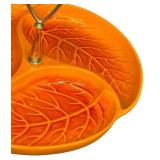 Royal Haeger Vintage Orange Leaf Serving Platter with Handle