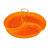 Royal Haeger Vintage Orange Leaf Serving Platter with Handle