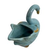 Vintage Royal Copley Blue and Gold Swan Planter