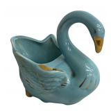 Vintage Royal Copley Blue and Gold Swan Planter