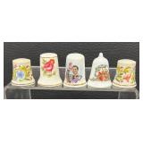 Assorted Decorative Thimble Collection Ceramic and Metal Designs