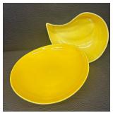 Set of 2 Vintage Redwing Pottery Bowls Yellow and Green 8.5 Inch