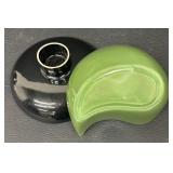 Set of 2 Vintage Redwing Pottery Bowls Yellow and Green 8.5 Inch