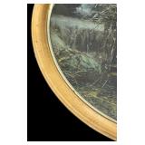 Tinted Oval Framed Print of Two Girls in Field