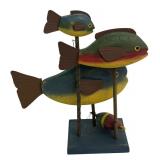 Handcrafted Wooden Fish Decor with Colorful Design
