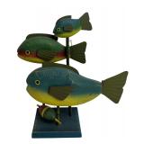 Handcrafted Wooden Fish Decor with Colorful Design