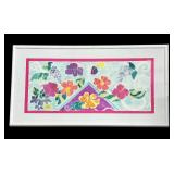 Framed Colorful Hand Dyed Floral Tapestry by LB