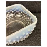 Vintage Hobnail Glass Square Opalescent Dish