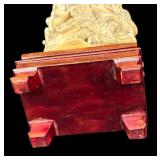 Carved Asian Dragon Figurine on Wood Base