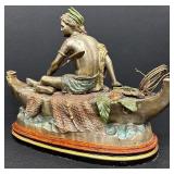 C. M. Russell Signed Bronze Sculpture Girl on Boat