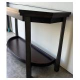 Contemporary Glass Top Console Table with Lower Shelf