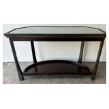 Contemporary Glass Top Console Table with Lower Shelf