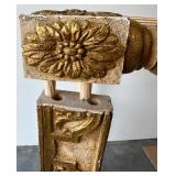 Ornate Vintage Rectangular Marble Top Table with Gilded Carved Wood Base