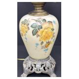 Vintage Victorian Hand Painted Yellow Rose Gone with the Wind Lamp