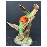 Bisque Porcelain Figurine of Ruby-Throated Hummingbirds with Hibiscus