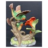 Bisque Porcelain Figurine of Ruby-Throated Hummingbirds with Hibiscus