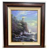Thomas Kinkade Split Rock Light Lighthouse Landmarks I Framed Canvas Print