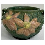 Vintage Roseville Pottery Clematis Green Jardiniere 667-4, Circa 1944