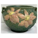 Vintage Roseville Pottery Clematis Green Jardiniere 667-4, Circa 1944