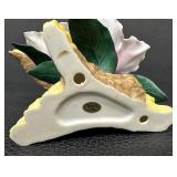 Porcelain Lily Flower Figurine with Tree Branch Base