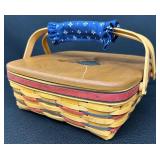 Longaberger Handwoven 1998 All American Collection Pie Basket with Heart Lid, Liner and Padded Handle