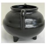 Roseville Black Pottery Cauldron Planter with Handles and Tripod Legs
